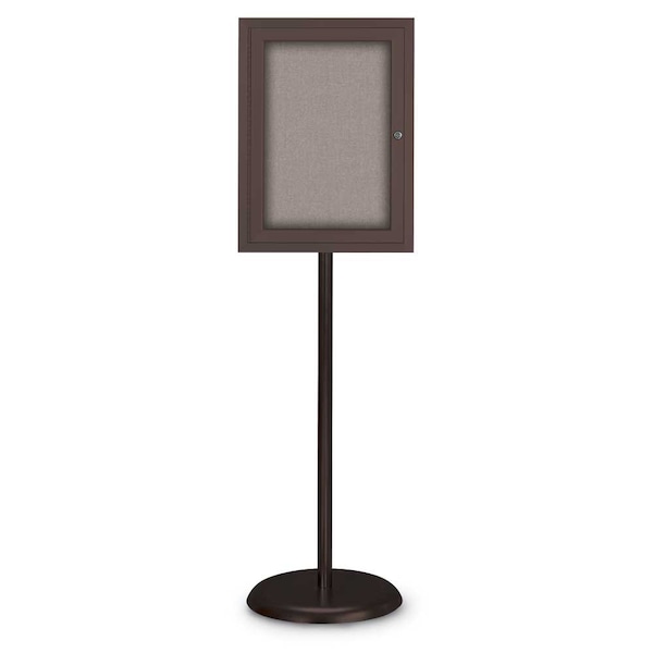 Corkboard, Double Door, Radius Frame, 42x32", Bronze/Black Rubber